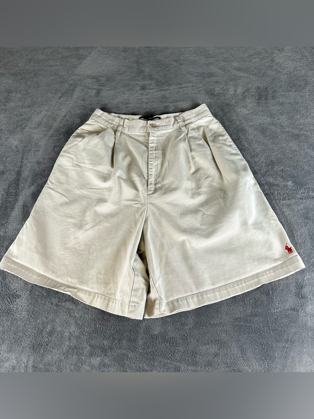 VTG Ralph Lauren Polo Sport Shorts Women 6 Khaki Beige Pleated Pony Logo Chino